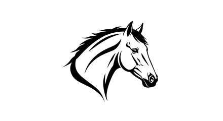 Fototapeta premium Stylized Horse Head Profile in Bold Black and White Graphic Design