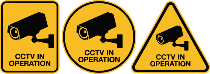 Cctv in operation security camera surveillance signs vector
