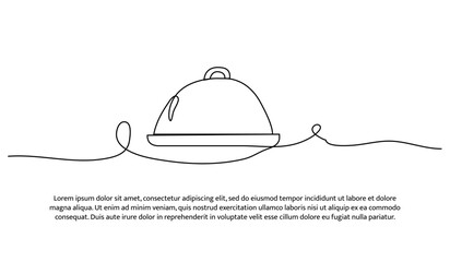 One line of serving tray. Abstract minimal continuous line.