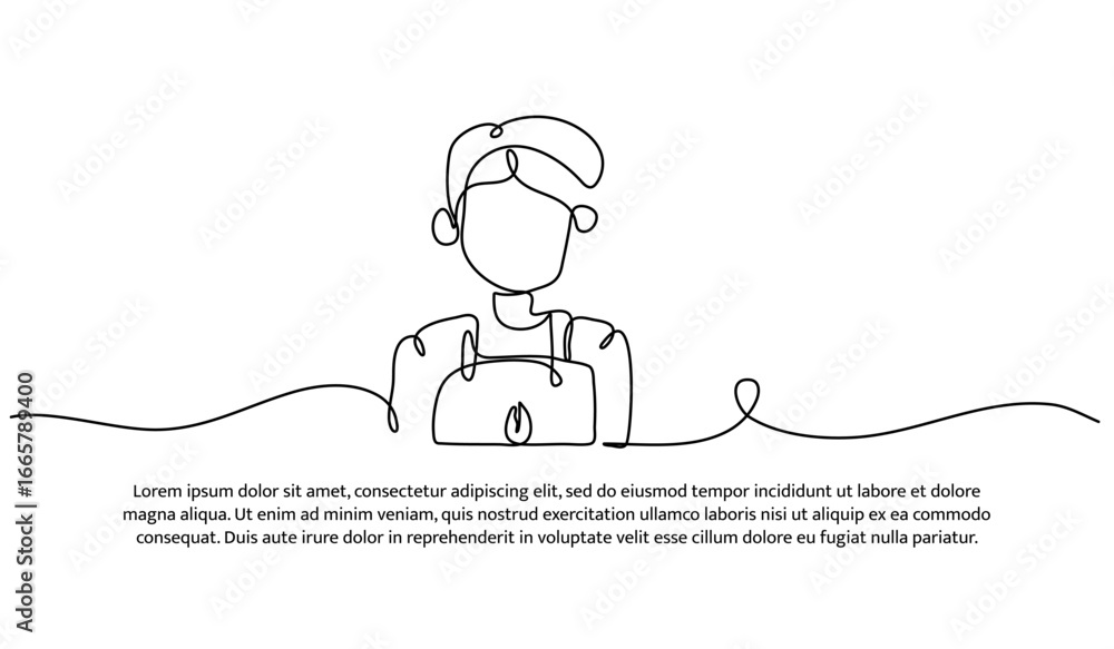Poster one line of waiters. abstract minimal continuous line.