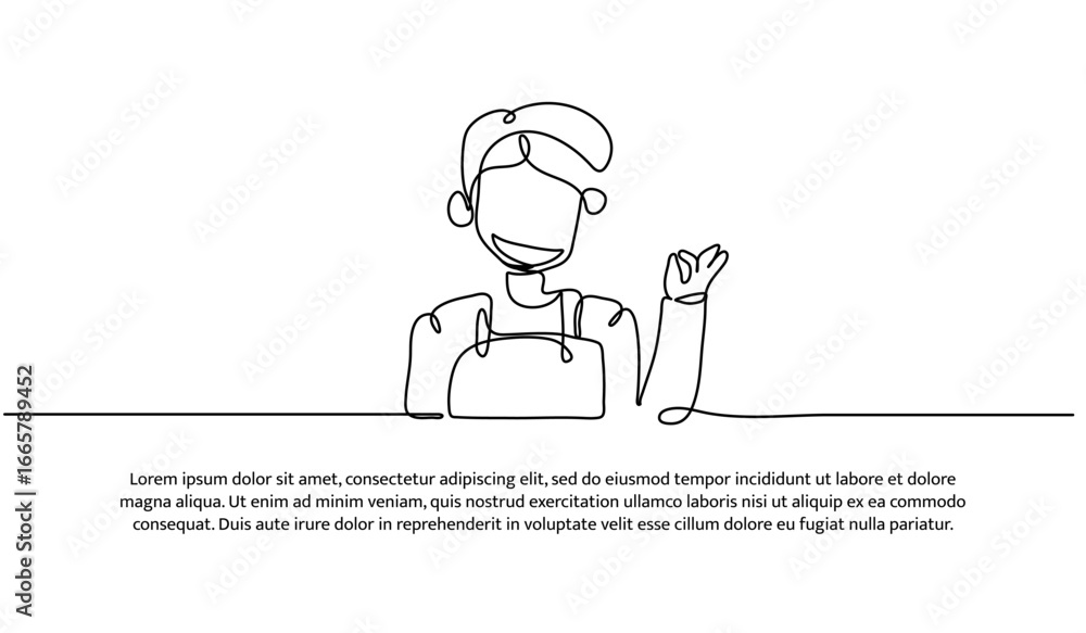 Poster one line of waiters. abstract minimal continuous line.