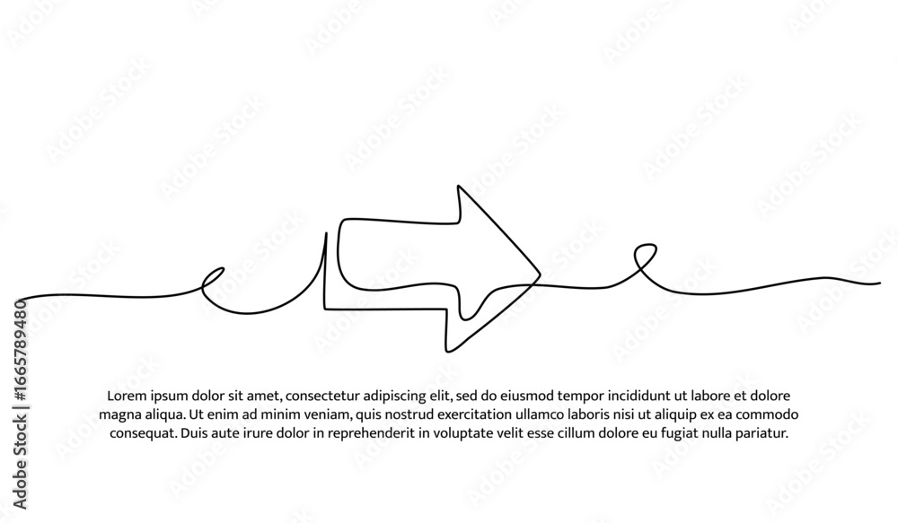 Poster one line of arrow. abstract minimal continuous line.