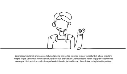 One line of waiters. Abstract minimal continuous line.