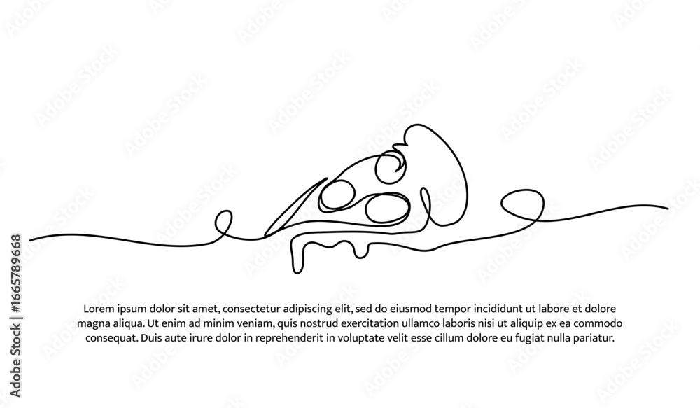 Poster one line of slice pizza. abstract minimal continuous line.