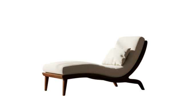 Elegant Daybed Lounger Isolated on a Black Background with White Pillow and Light