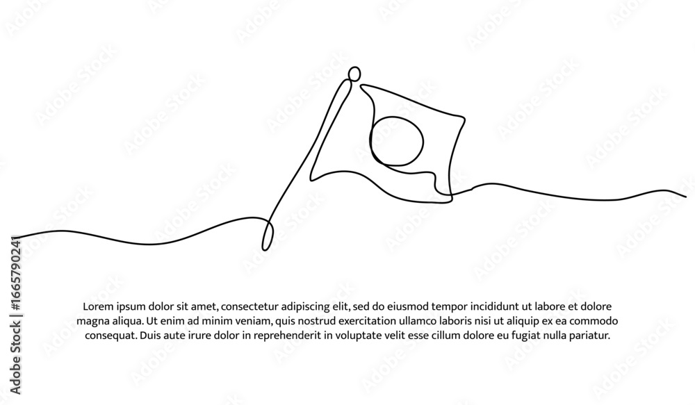 Poster one line of flag. abstract minimal continuous line.