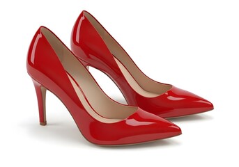 Red High Heel Shoes Isolated