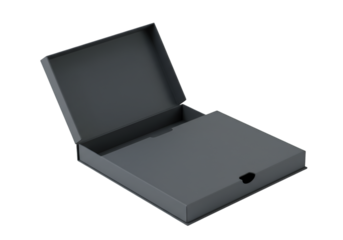Empty Gray Open Box On Black Background Isolated Product Template 3D Illustration