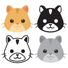 ハムスターの顔アイコンセット