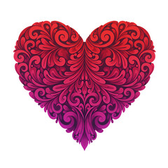 Floral Heart Illustration With Gradient Colors And Transparent Background