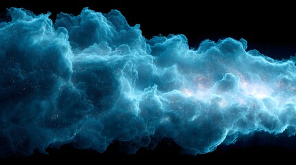 Ethereal blue cosmic cloud formation with sparkling stars, creating a mesmerizing celestial backdrop