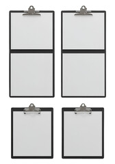 Four Clipboards With White Papers on Black Background Realistic Image