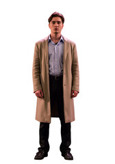 Full Length Portrait of A Young Man In Formal Attire on Isolated Black Background