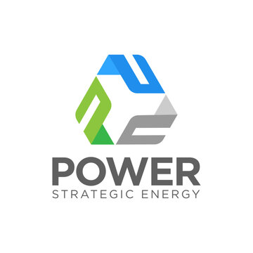 Abstract vector logo of letter P with recycle shape for energy, power, eco, green, sustainable business design and modern corporate branding identity.