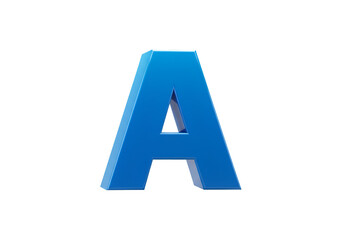 Glossy Blue 3D Letter A Illustration Isolated on Transparent Background