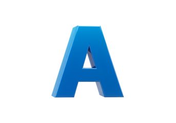 Glossy Blue 3D Letter A Illustration Isolated on Transparent Background