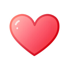 Glossy Red Heart Icon Isolated Transparent Background Illustration