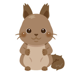 お座りしたエゾリスのイラスト