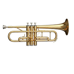 Golden Trumpet Front View, Isolated on Transparent Background