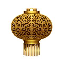 Gold Lantern Illustration on Transparent Background in Decorative Style