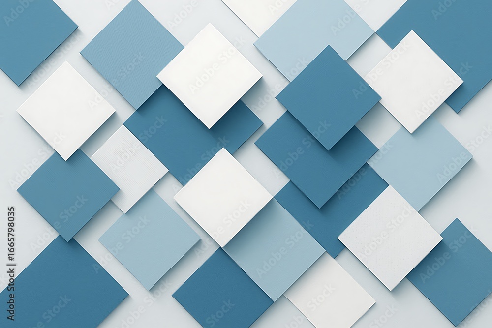 Aufkleber overlapping squares of varying shades of blue and white create a modern and geometric pattern isolat