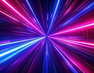 Neon light streaks converging to a central point