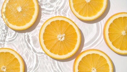Obraz premium fresh orange and lemon citrus slices on the water