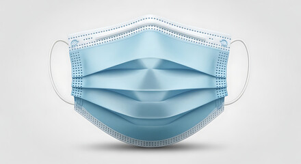 Blue medical face mask with ear loops on a neutral background - healthcare protection