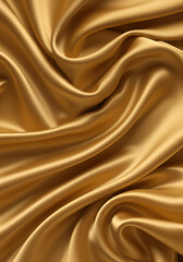 Fototapeta premium Golden Silk Fabric Illustration with Detailed Texture and Smooth Waves