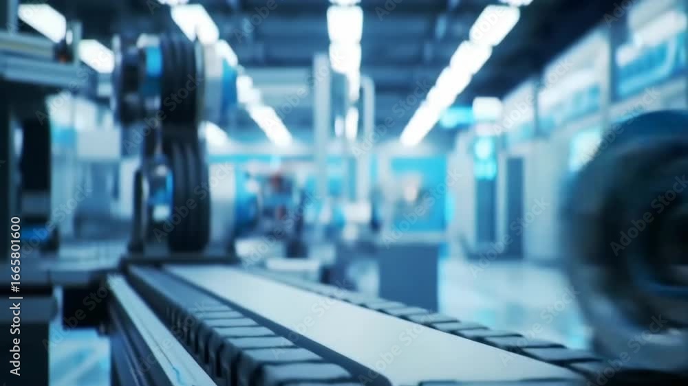Poster robotic assembly line automated manufacturing process in action