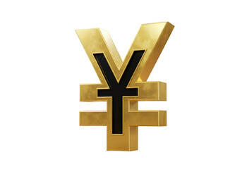 Obraz premium Golden Yen Symbol 3D Illustration Against Black Isolated Background