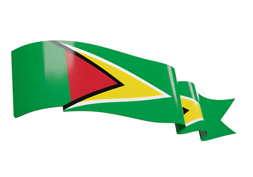 Guyana National Flag Illustration On Transparent Background With Green And Red Colors