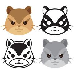 リスの顔アイコンセット