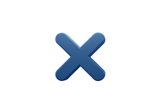 Illustration Of A Blue X Mark Cross Symbol Isolated Against A Black Background