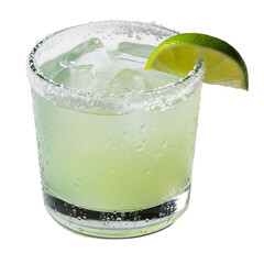 Refreshing margarita cocktail with lime and salt rim isolated on transparent background © Rajibchandra