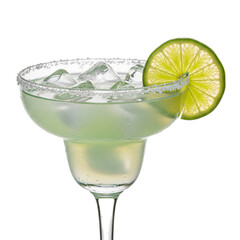 Refreshing margarita cocktail with lime garnish isolated on transparent background