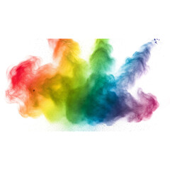 Vibrant rainbow smoke cloud isolated on transparent background