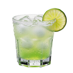 Refreshing green cocktail with lime garnish isolated on transparent background