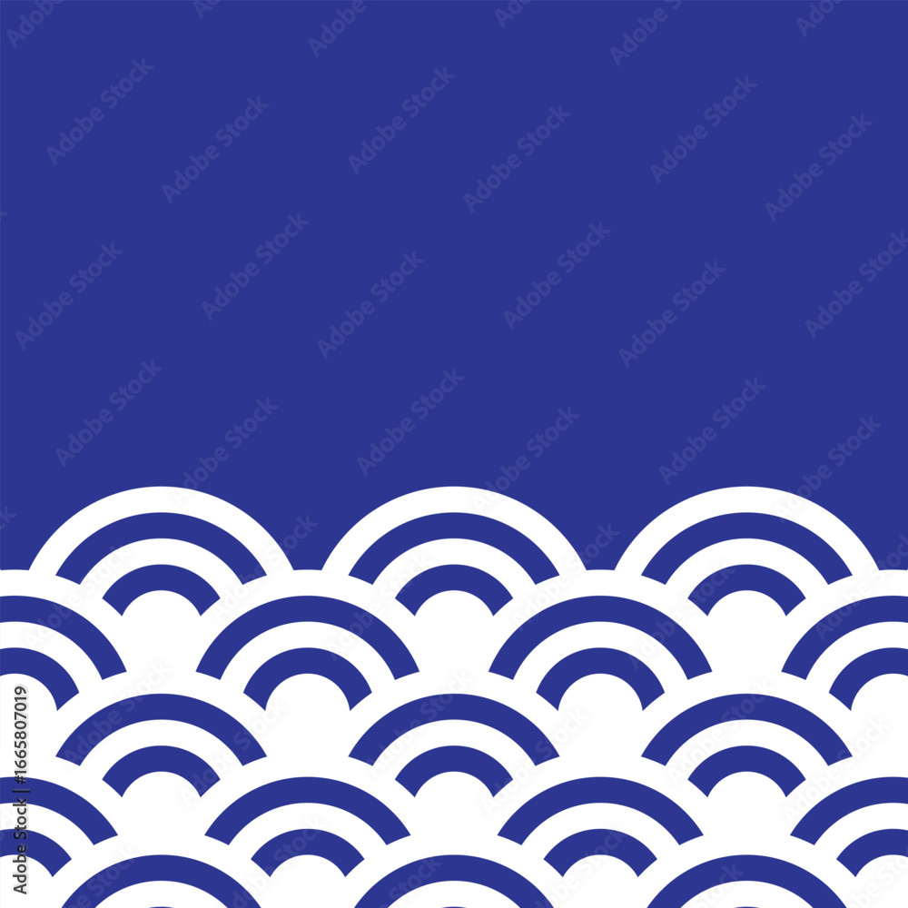 Poster seamless abstract wave pattern japanese pattern background. blue and white circle texture motif.