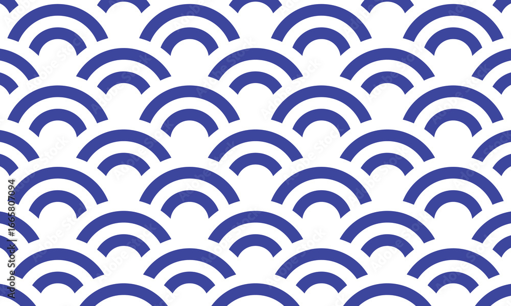 Poster seamless abstract wave pattern japanese pattern background. blue and white circle texture motif.
