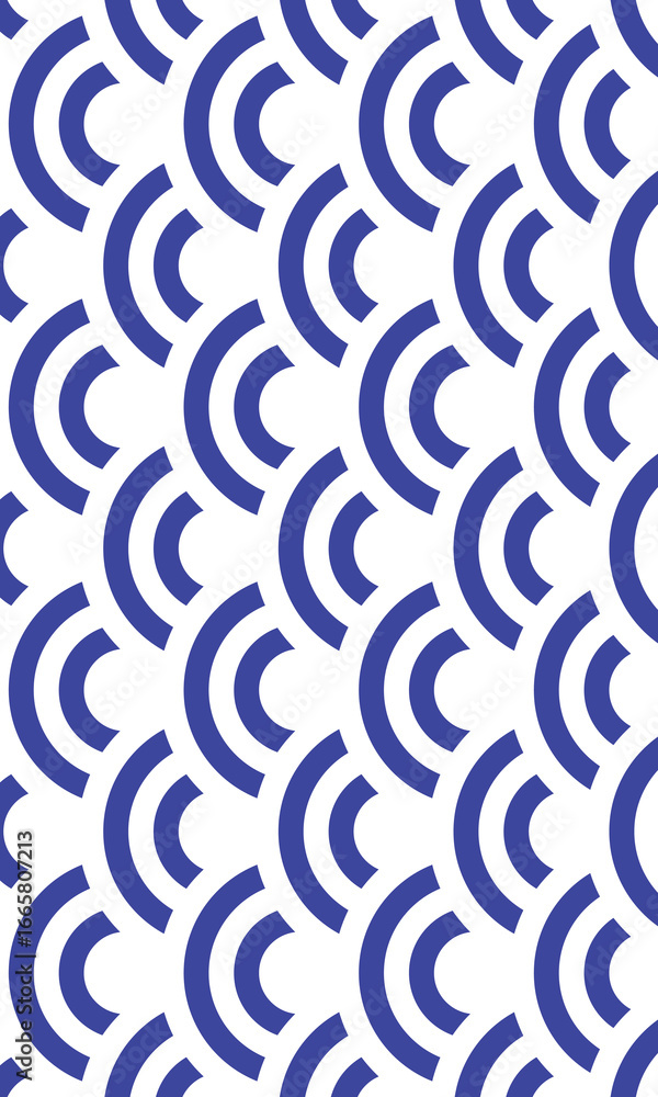 Aufkleber seamless abstract wave pattern japanese pattern background. blue and white circle texture motif.