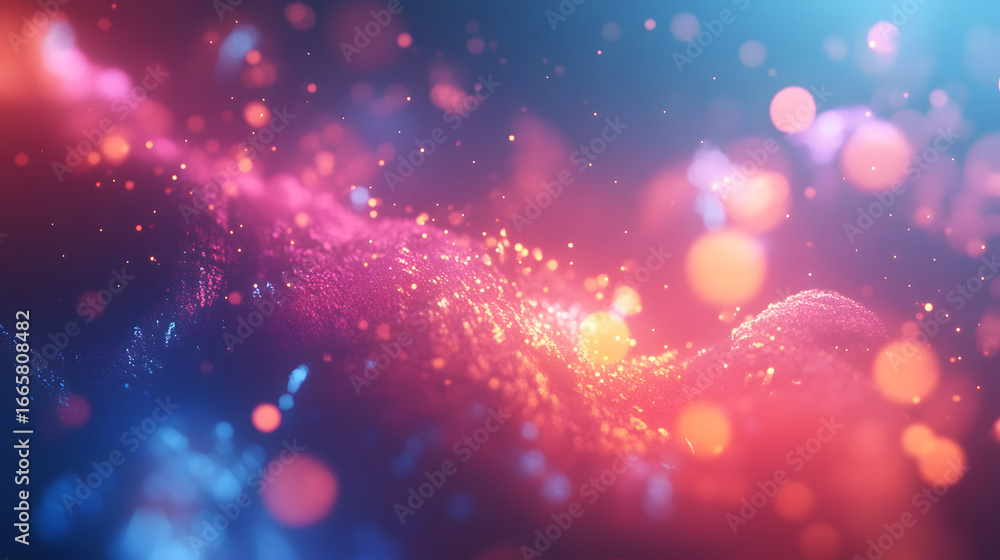 Aufkleber abstract digital art with vibrant bokeh and sparkling particles for a modern design.