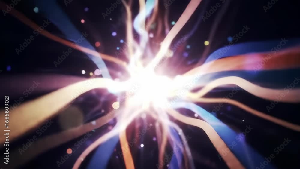 Poster abstract glowing lines and particles a digital visualisation