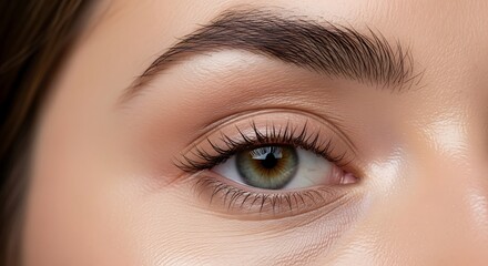 Obraz premium Close-up of Beautiful Female Eye with Perfect Eyebrow and Natural Makeup
