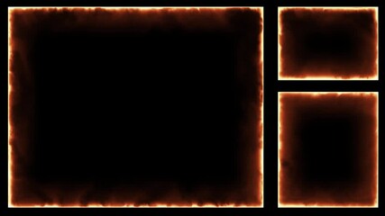 Live streaming Frame - animated fire flames orange neon overlay frame for live streaming and gaming templates