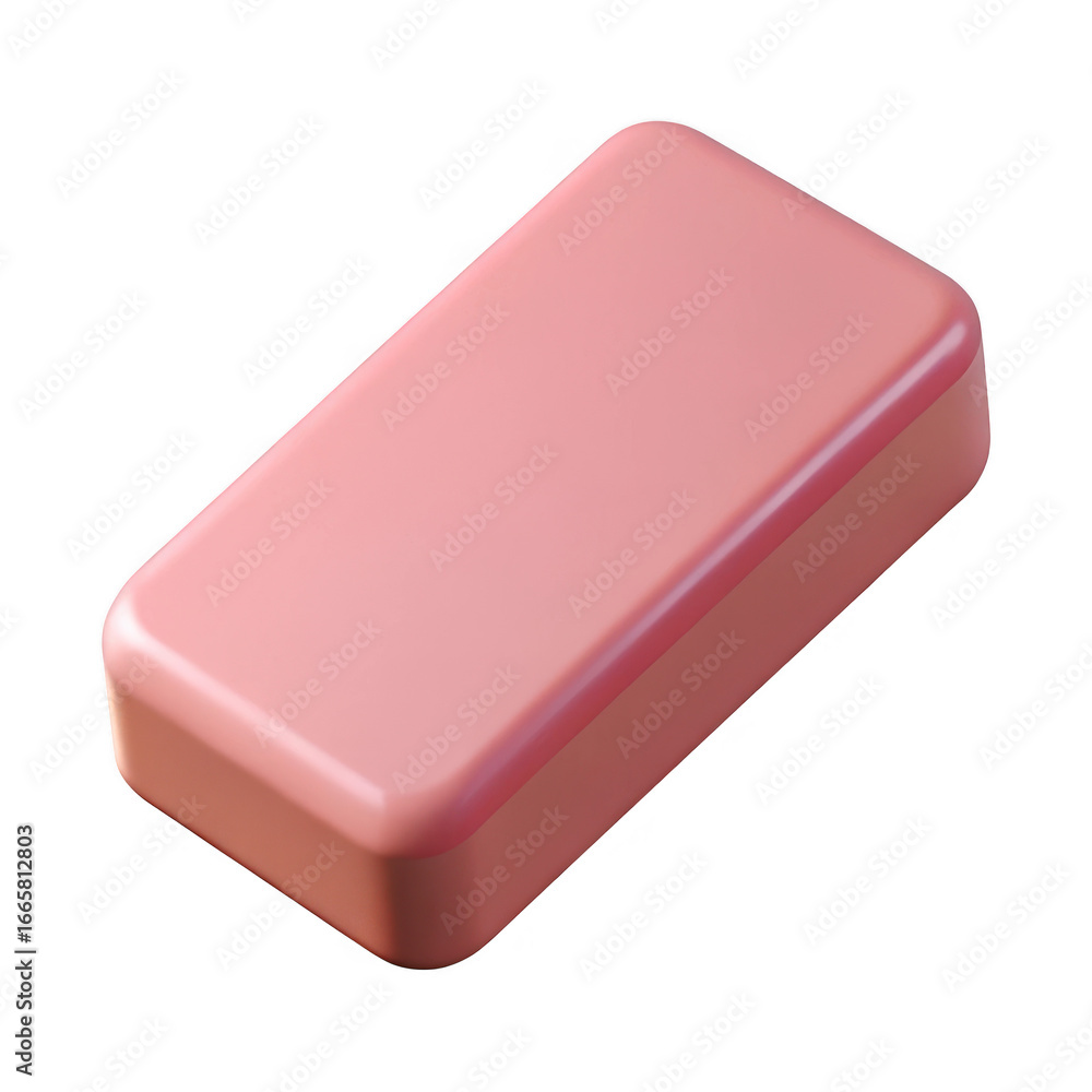 Poster 3d pink rectangular bar soap isolated on transparent background