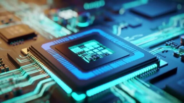 Closeup view of high tech computer processor