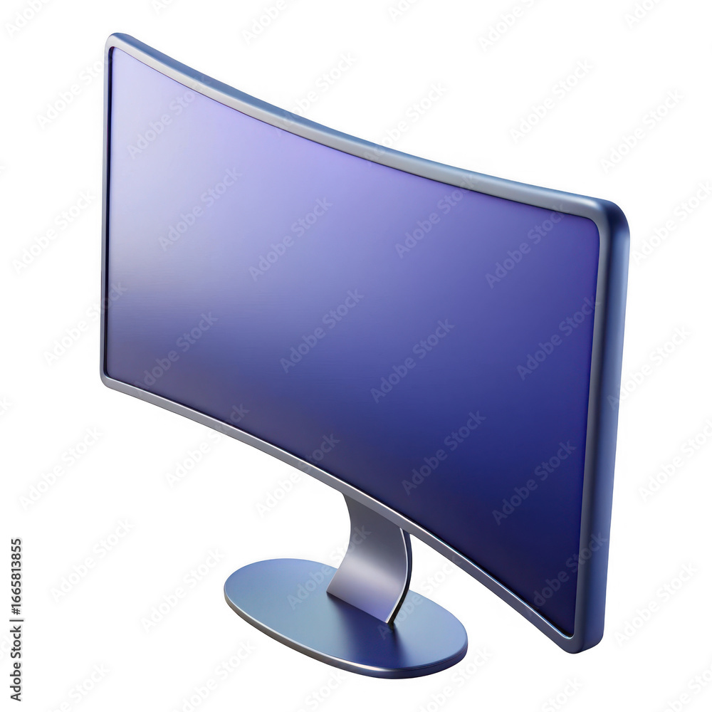 Poster 3d curved computer monitor isolated on transparent background