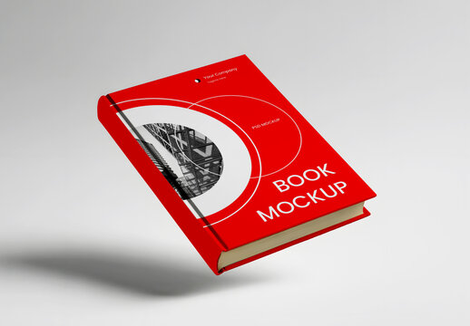 Modern Book Mockup with Red Cover Design
