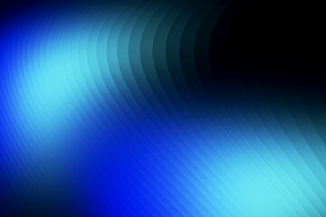 Abstract gradient background in blue and black tones with glass-like ribbed distortion, grainy noise and luminous glow